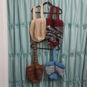 new handmade knit market bags